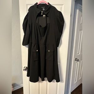 CUTE Ashley Stewart black dress with gold hardware - beautiful neckline!!! NWT